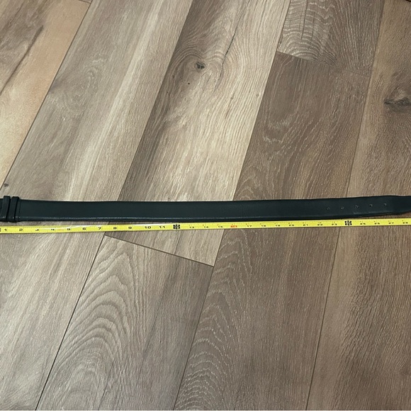 Coach Black Leather Belt with Brass Oval Buckle